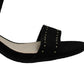 Bar III Women's Strappy Studded Padded Baylee Round Toe Block Heel Buckle Dress Sandals Black Size 8.5 M