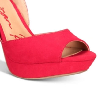 American Rag Women's Reeta Fabric Peep Toe Ankle Strap D orsay Pumps Red Size 9.5M