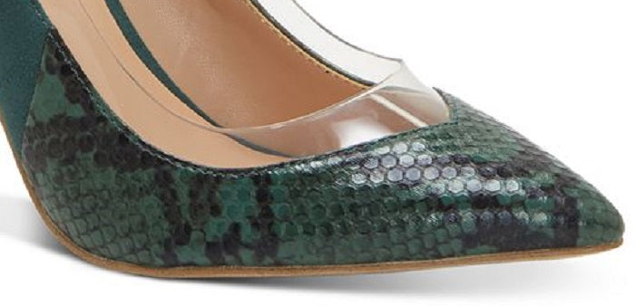INC International Concepts Women's Khione Vinyl Pieced Multi Animal Pumps Green Size 8.5 M