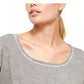 Free People Women's Ruffled Cap Sleeve Crew Neck Crop Top Gray Size Large