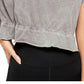 Free People Women's Ruffled Cap Sleeve Crew Neck Crop Top Gray Size Large