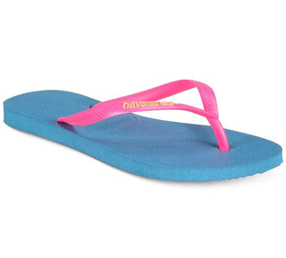 Havaianas Women's Slim Logo Pop up Signature Flip Flops Blue Size 9/10W