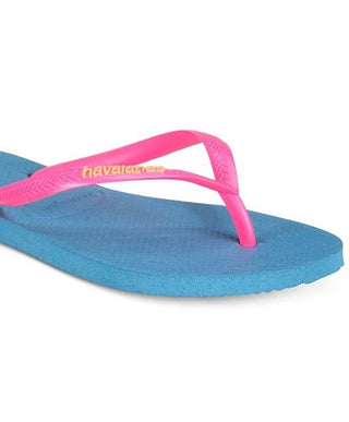 Havaianas Women's Slim Logo Pop up Signature Flip Flops Blue Size 9/10W