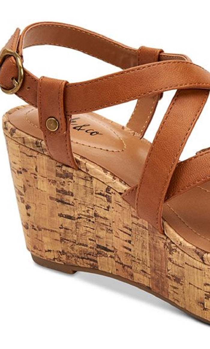 Style & Co Women's Ionna Wedge Sandals Brown Size 5.5 M