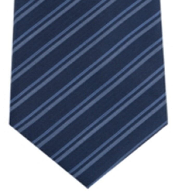 Kenneth Cole Men's Double Stripe Slim Neck Tie Blue One Size