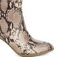 Anne Klein Women's Snakeskin Shock Absorbent Tasseled Cushioned Niccie Almond Toe Block Heel Zip up Booties Beige Size 9 M