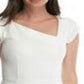 French Connection Women's Lula Asymmetrical Neck Sheath Dress White Size 12