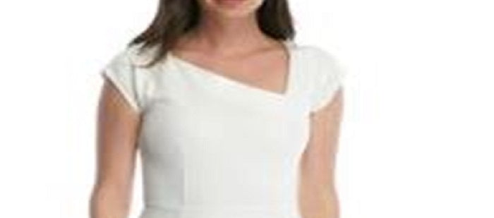 French Connection Women's Lula Asymmetrical Neck Sheath Dress White Size 12