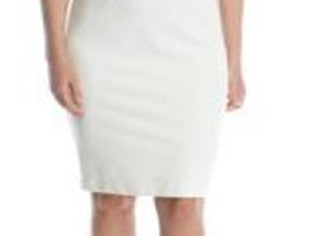 French Connection Women's Lula Asymmetrical Neck Sheath Dress White Size 12