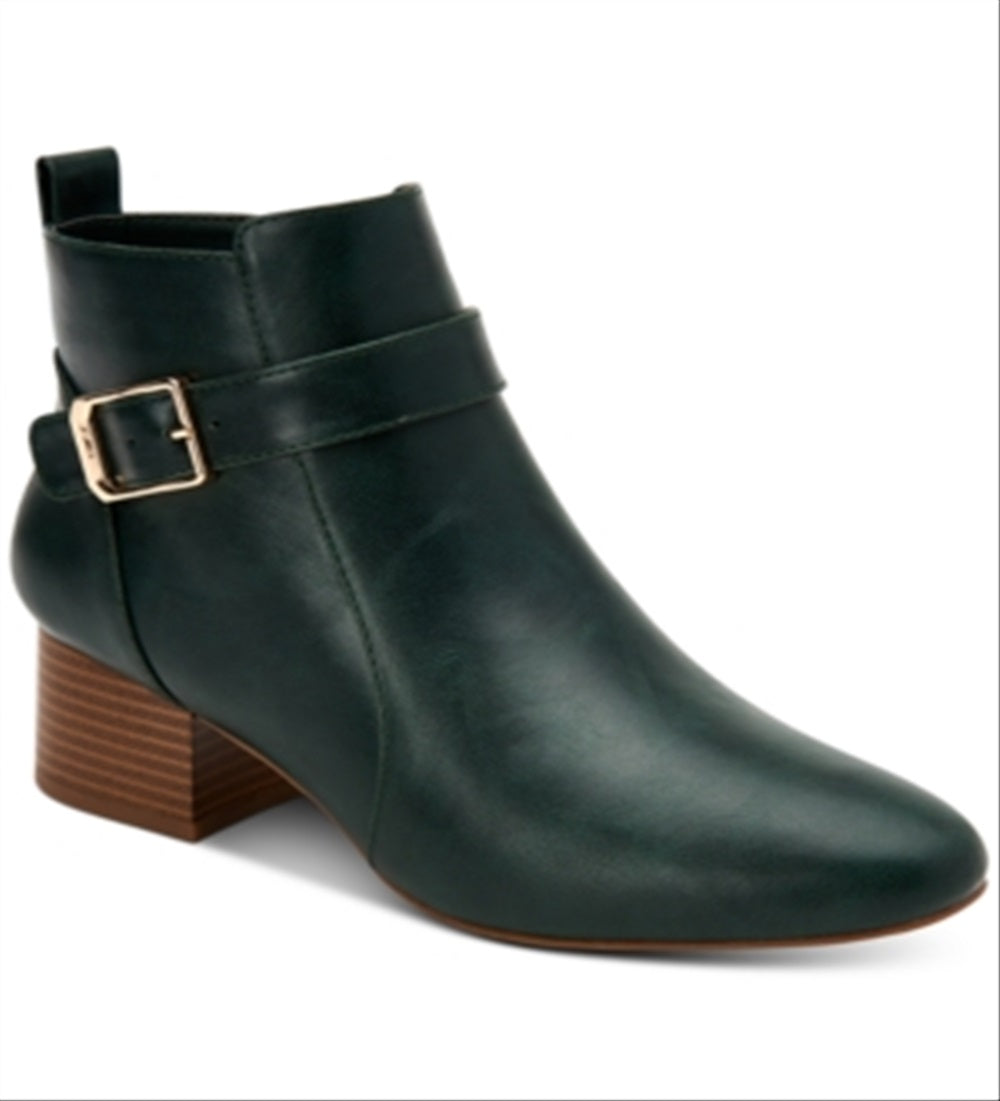 Charter Club Women's Katiaa Faux Leather Buckle Ankle Boots Green Size 9.5 M