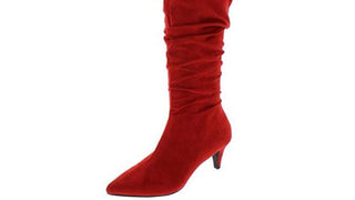 Bar III Women's Edina Faux Suede Slouchy Mid Calf Boots Red Size 5.5 M