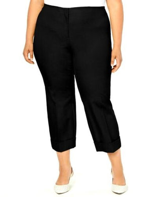 Alfani Women's Plus Cuffed Ankle Pants Black 14 W