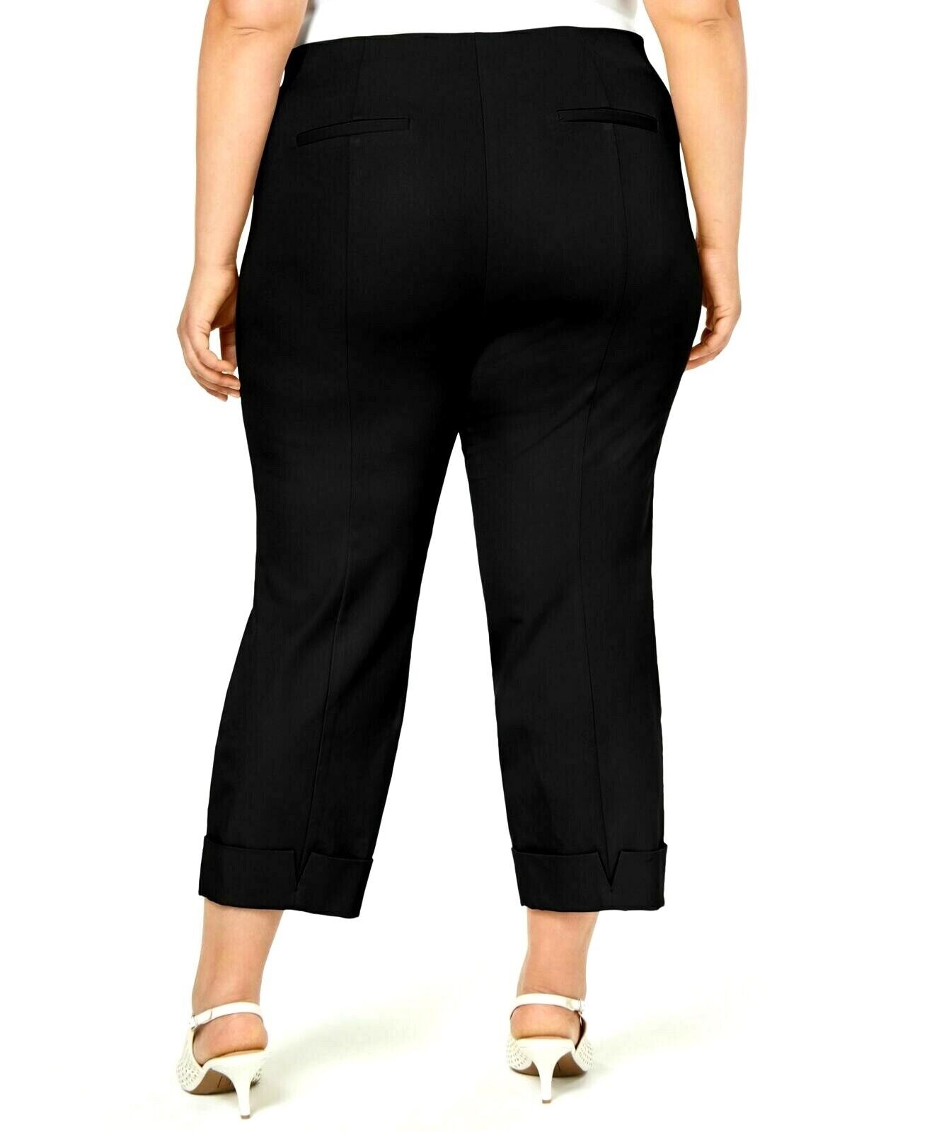 Alfani Women's Plus Cuffed Ankle Pants Black 14 W