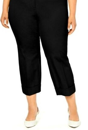 Alfani Women's Plus Cuffed Ankle Pants Black 14 W