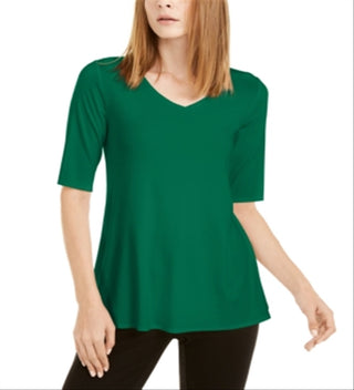 Alfani Women's V Neck Swing Tunic Green Size X-Small