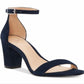 INC International Concepts Women's Round Toe Block Heel Buckle Leather Dress Sandals Blue Size 6.5 M