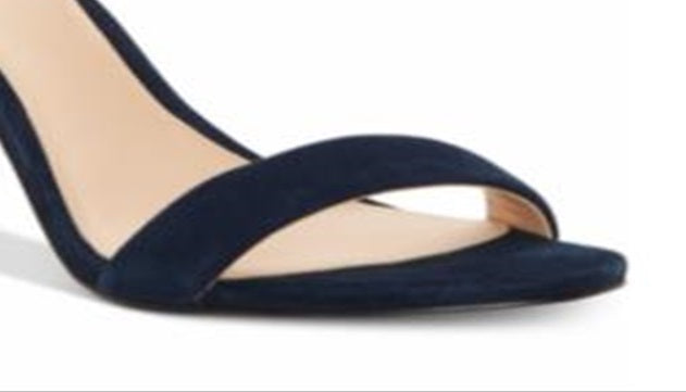 INC International Concepts Women's Round Toe Block Heel Buckle Leather Dress Sandals Blue Size 6.5 M