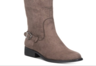 American Rag Women's Buckle Accent Zipper Accent Adarra Round Toe Block Heel Boots Brown Size 7.5 M