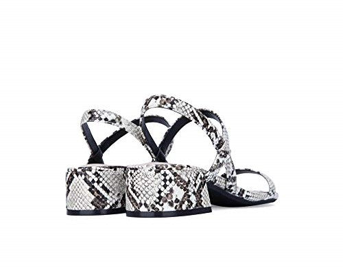 Kenneth Cole Women's Maise Low Simple Peep Toe Casual Slingback Sandals Black-White Size 7.5 M