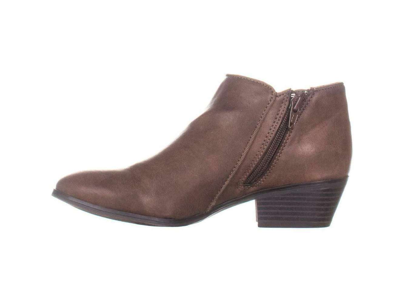 Style & Co Women's Padded Wileyy Almond Toe Block Heel Zip up Booties Brown Size 8.5 M