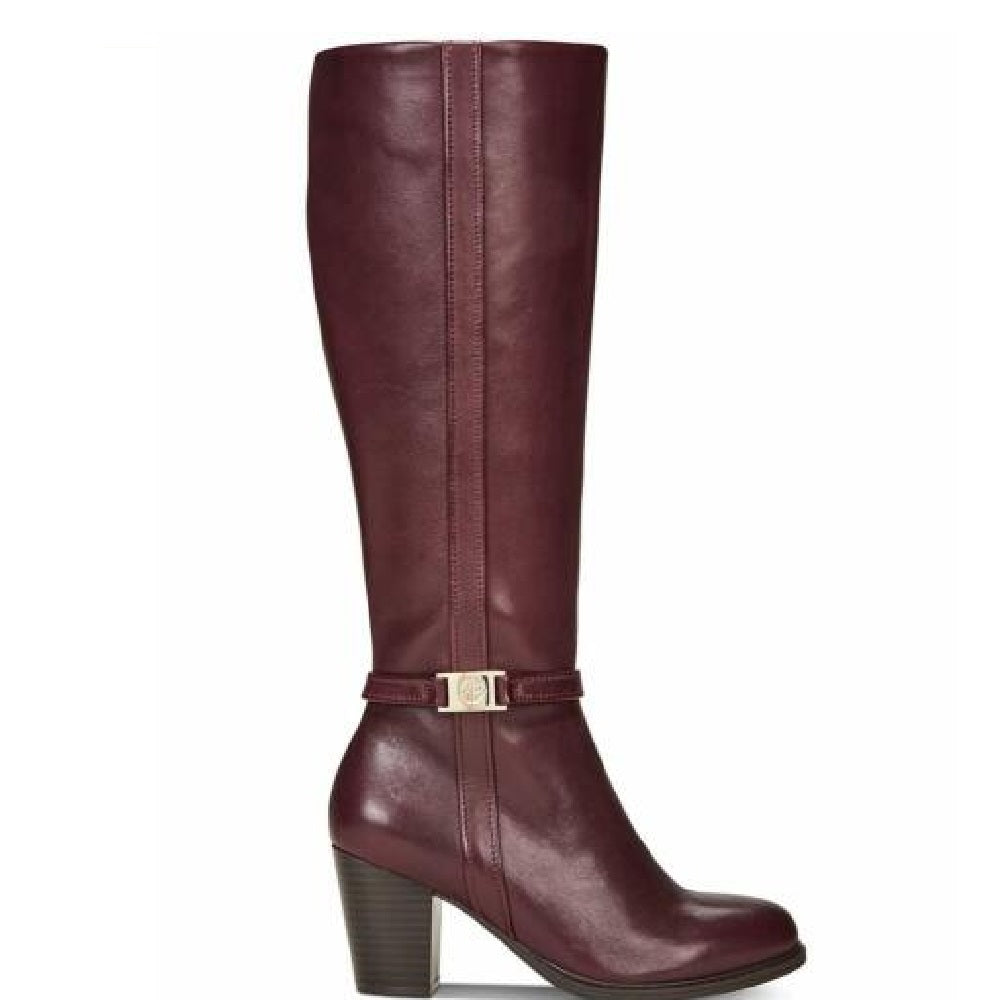 Giani Bernini Women's Rozario Leather Closed Toe Knee High Oxblood Brown Size 6.5M