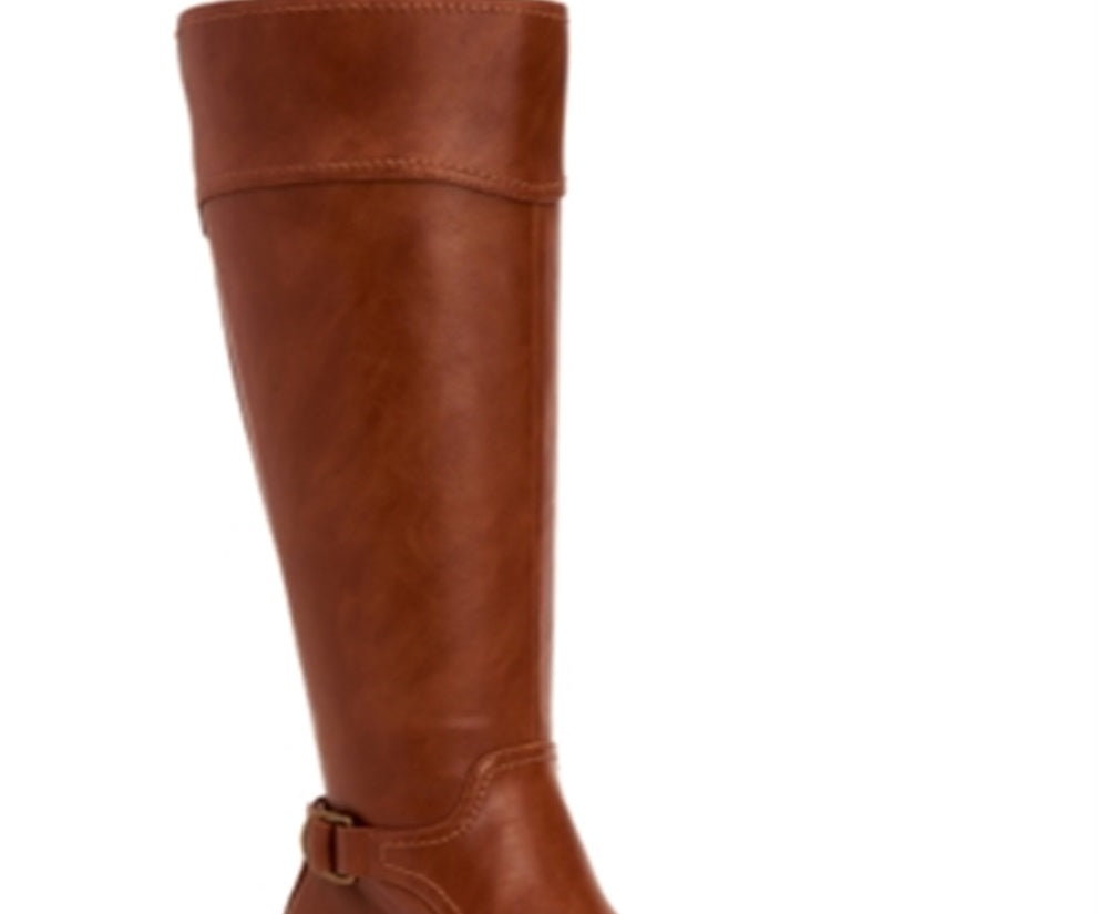 Style & Co Women's Vannie Faux Leather Tall Riding Whiskey Smooth Boots Brown Size 5.5 M