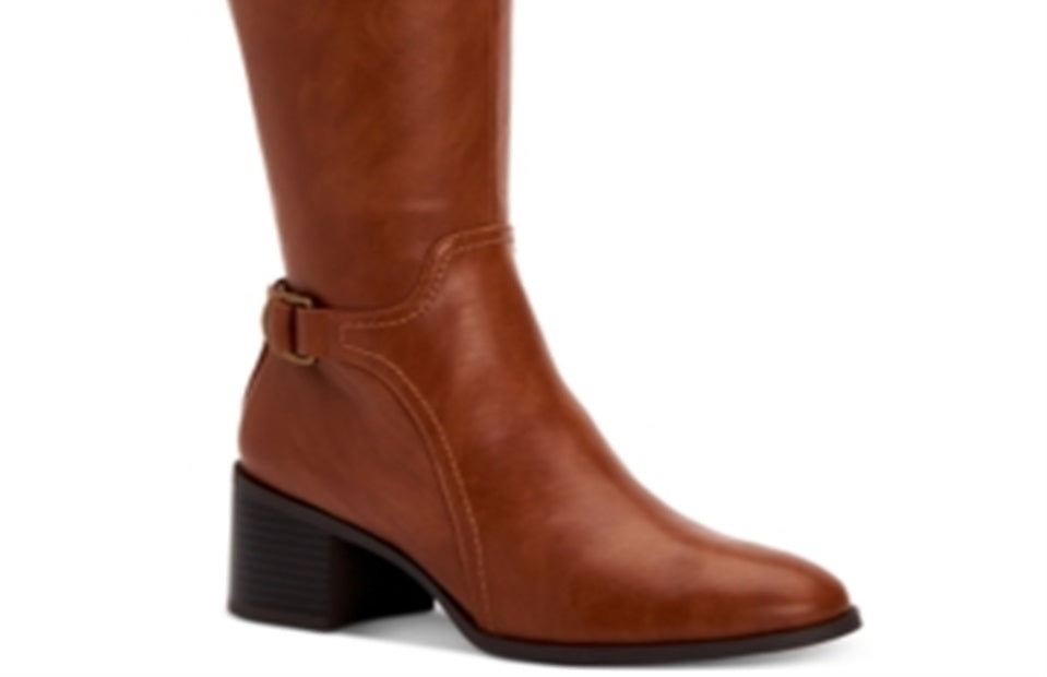 Style & Co Women's Vannie Faux Leather Tall Riding Whiskey Smooth Boots Brown Size 5.5 M