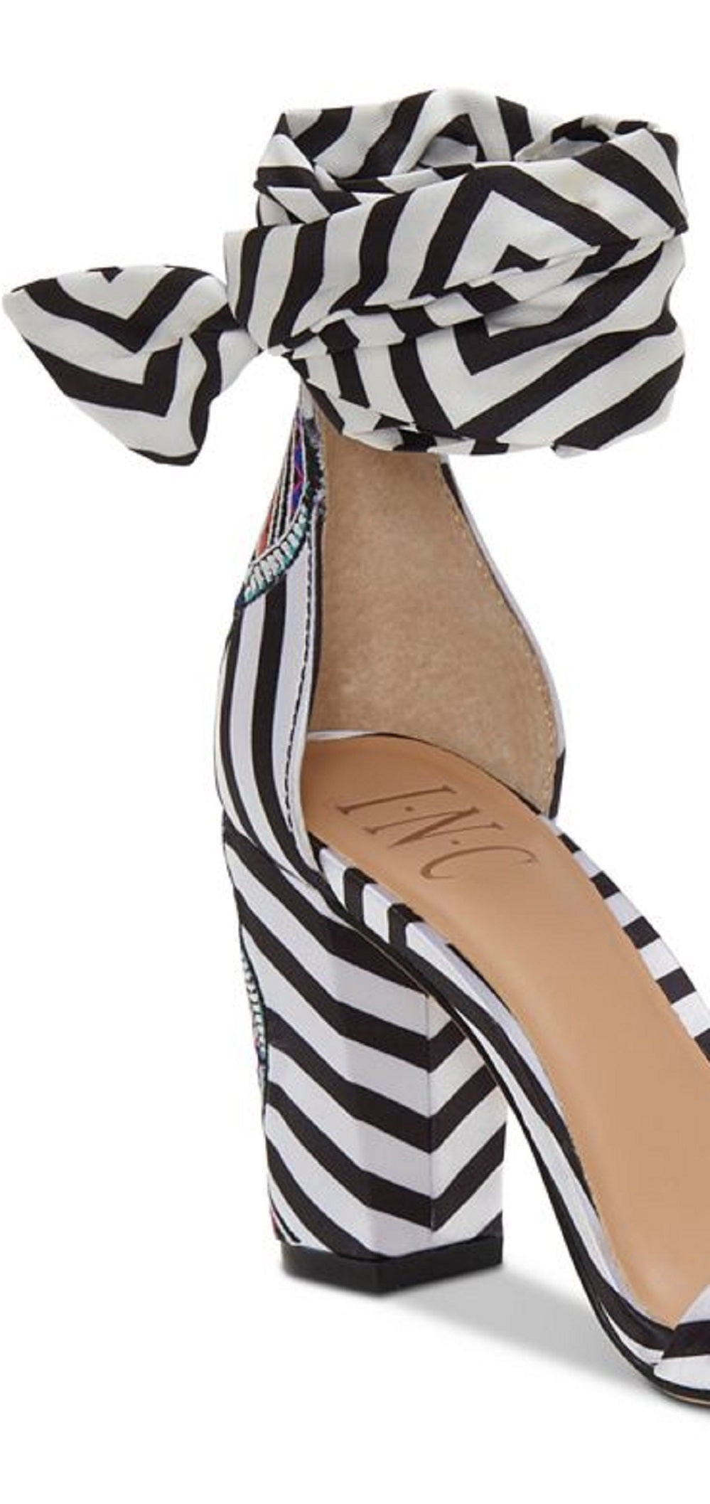 INC International Concepts Women's Kanata Fabric Open Toe Special Occasion Shoes White Size 9.5 M