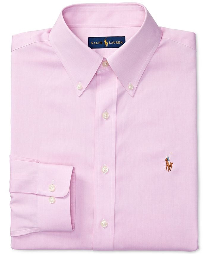 Ralph Lauren Men's Classic Fit Easy Care Print Dress Shirt Pink XXL