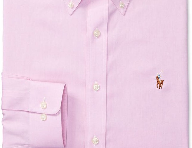 Ralph Lauren Men's Classic Fit Easy Care Print Dress Shirt Pink XXL