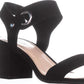 Bar III Women's Grommet Closure Ankle Strap Birdie Round Toe Block Heel Dress Sandals Black Size 7 M
