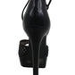 Jessica Simpson Womens Beeya Fabric Peep Toe Special Occasion Ankle Strap San... Black Size 10 M