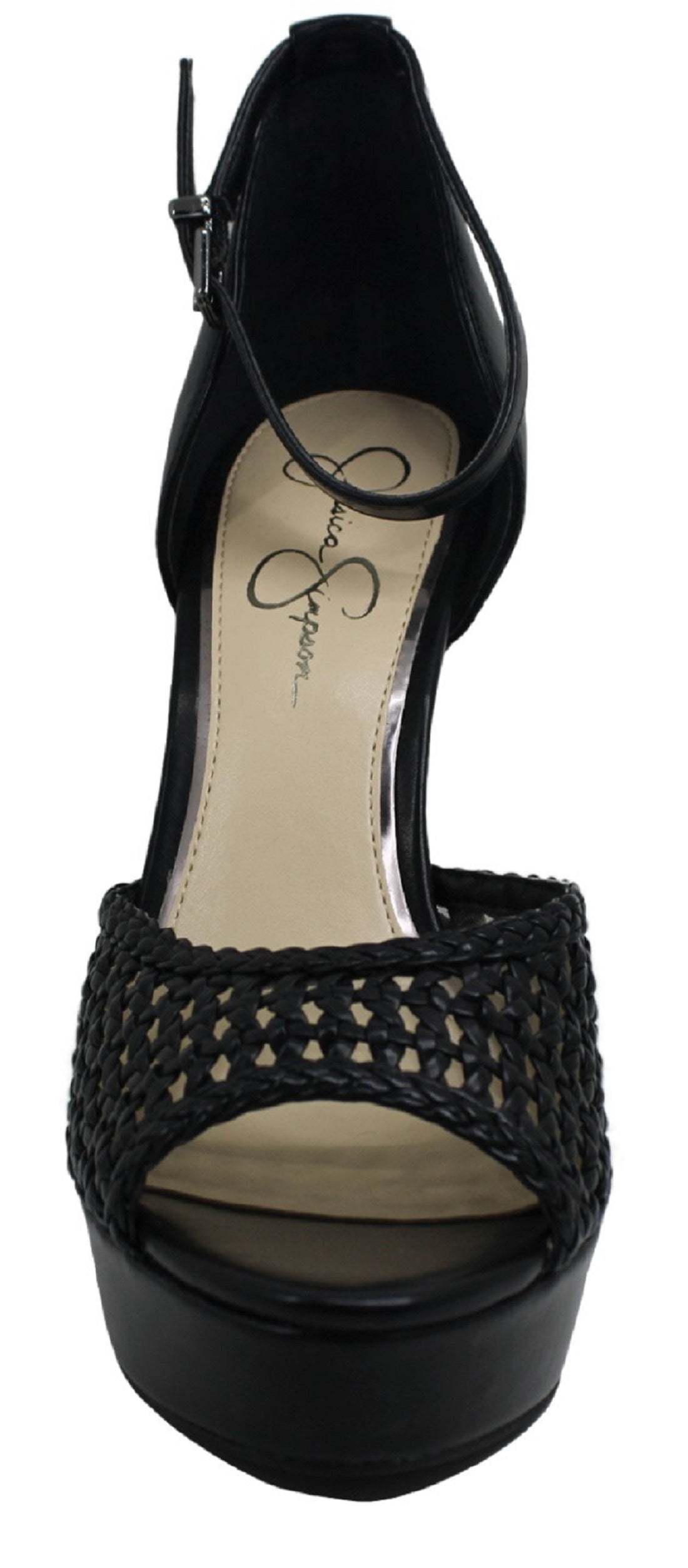 Jessica Simpson Womens Beeya Fabric Peep Toe Special Occasion Ankle Strap San... Black Size 10 M
