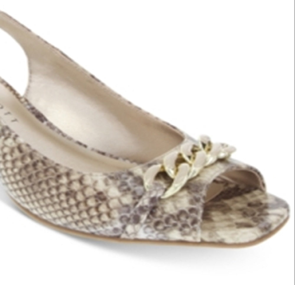 Karen Scott Womens Amberr Snakeskin Open Toe Formal Ankle Snake Brown Size 5.5 M