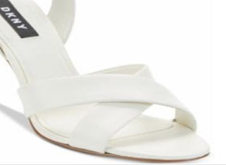 DKNY Women's Leather Open Toe Ankle Strap Classic Pumps White Size 7.5