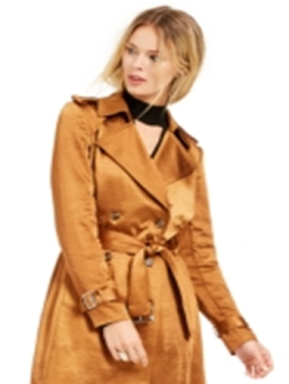 INC International Concepts Women's Metallic Trench Coat Brown Size X-Large