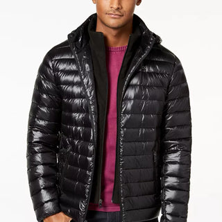 Calvin Klein Men's Packable Down Hooded Puffer Jacket Brown Size XS