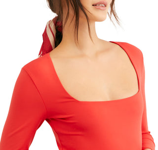 Free People Women's Truth or Square Bodysuit Red Size Medium