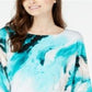 Alfani Women's Abstract Print Top Blue Size Petite XL