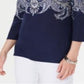 Karen Scott Women's Paisley Boat Neck Top Blue Size Petite