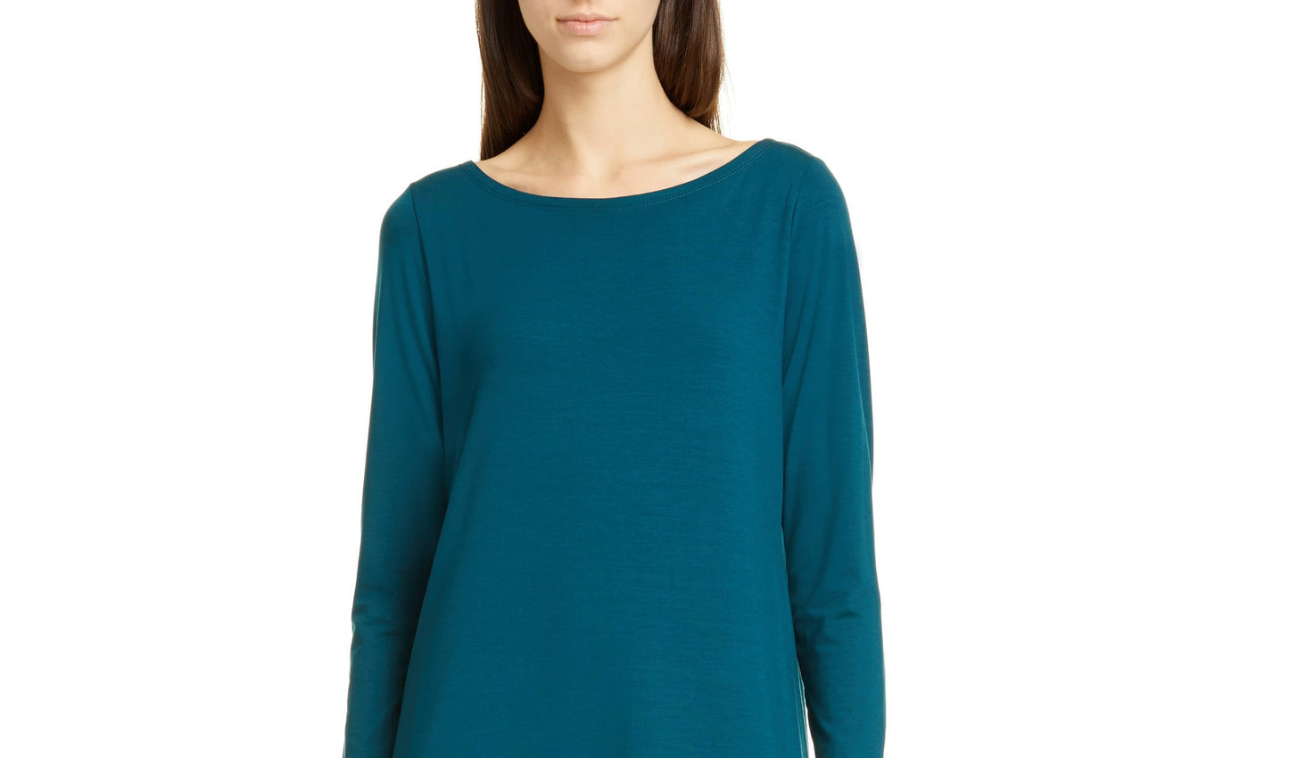 Eileen Fisher Women's Bateau Neck Long Sleeve Dress Blue Size Petite Medium