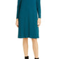 Eileen Fisher Women's Bateau Neck Long Sleeve Dress Blue Size Petite Medium