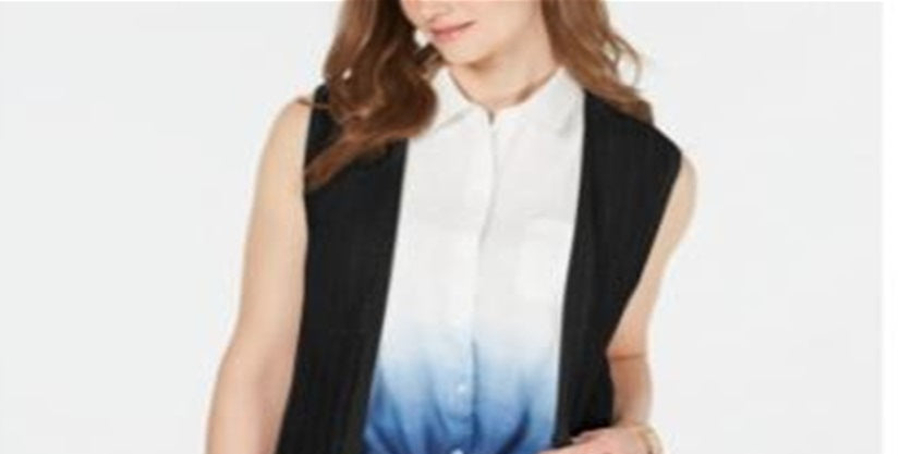 Charter Club Women's Open Front Pointelle Vest Black Size Large