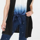 Charter Club Women's Open Front Pointelle Vest Black Size Large
