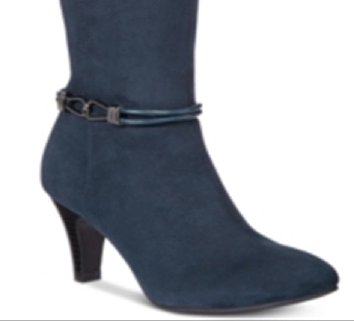 Karen Scott Women's Hollee Fabric Almond Toe Knee High Fashion Shoes Navy Size 6.5 M-WC