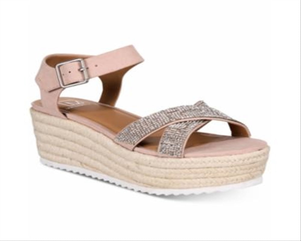 Material Girl Women's Mbrinnyf Cotton Open Toe Casual Platform Sandals Pink Size 5 M