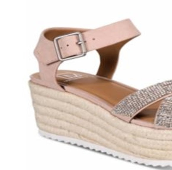 Material Girl Women's Mbrinnyf Cotton Open Toe Casual Platform Sandals Pink Size 5 M