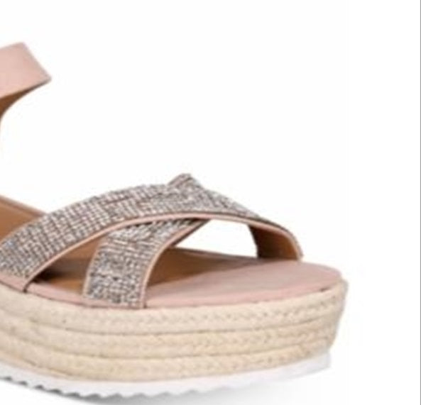 Material Girl Women's Mbrinnyf Cotton Open Toe Casual Platform Sandals Pink Size 5 M