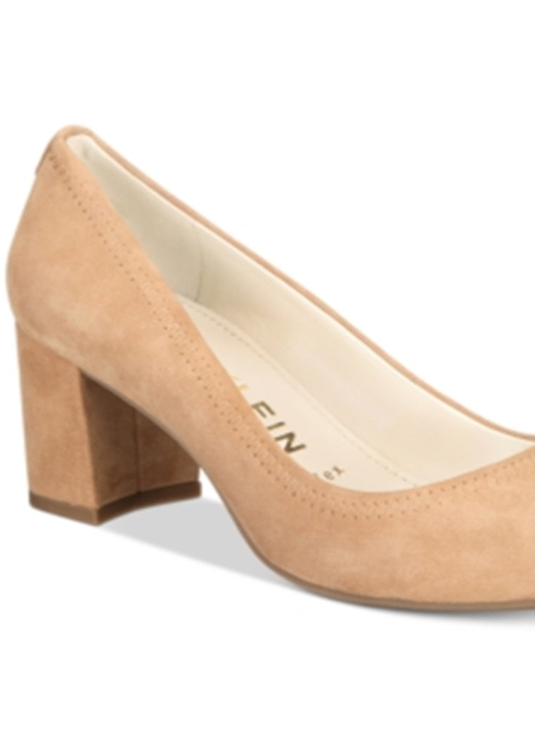 Anne Klein Women's Meredith Leather Peep Toe Classic Brown Size 7.5 M