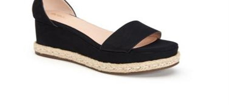 BCB Generation Women's Addie Espadrille Wedge Sandals Black Size 6 M